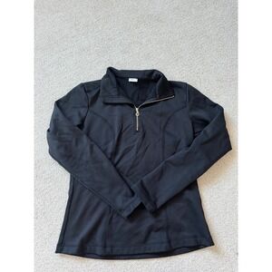 NILS Robin Pullover Women Size M Black Quarter Zip Fleece Lined Mock Neck 8207